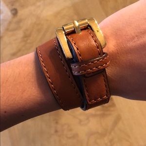 Michael Kors strappy leather buckle bracelet